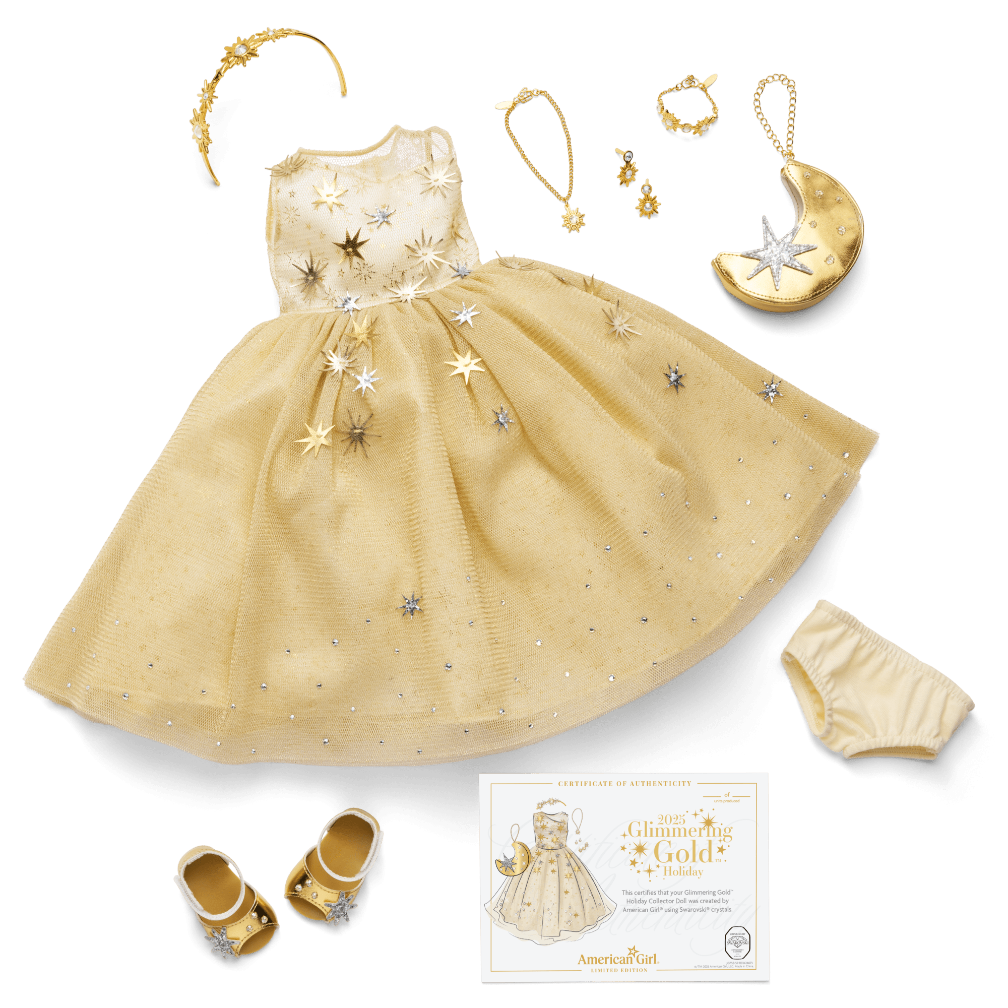 american girl gold dress Amazon.com: American Girl 2025 Glimmering Gold Holiday Collector Doll, with  Light-Blue Eyes, Long Wavy Blonde Hair, Ages 8+ : Toys & Games