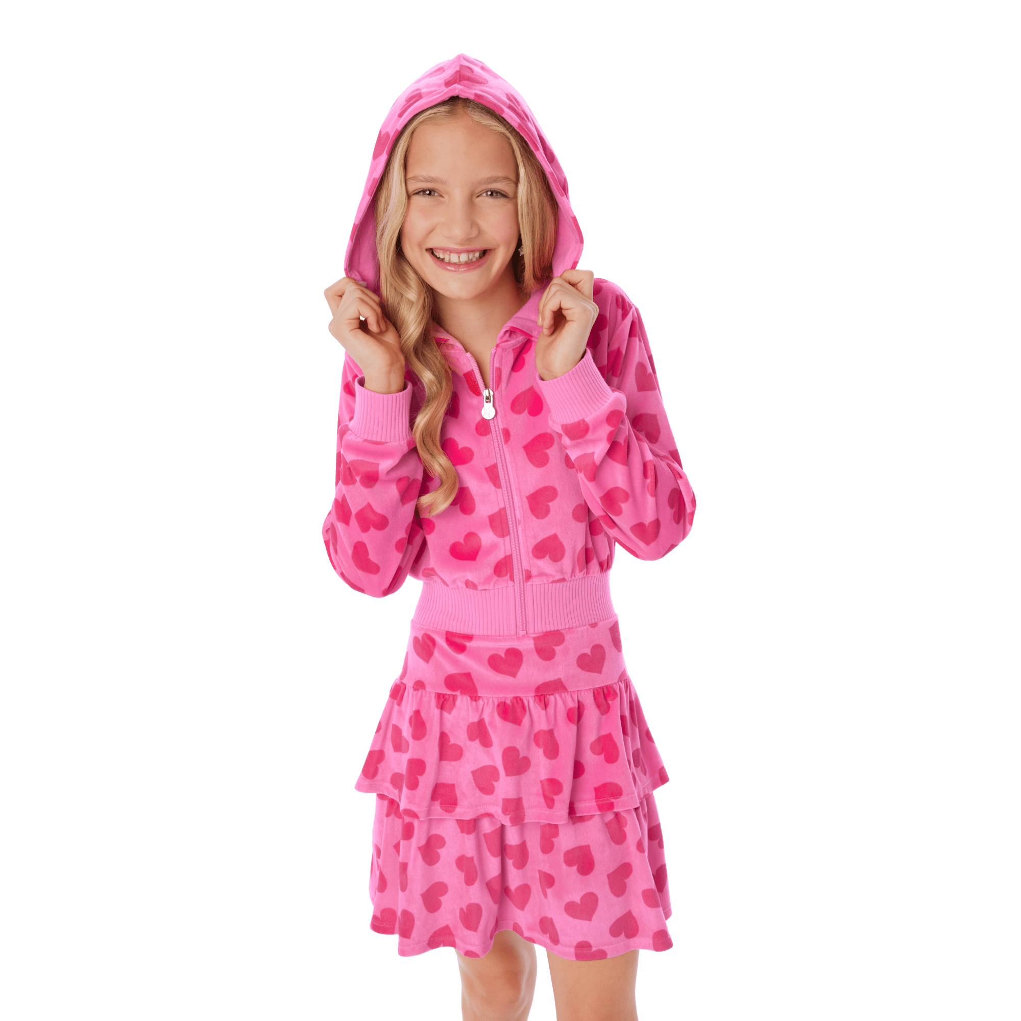 Pink Hearts Hoodie Dress for Girls Pink Hearts Hoodie Dress for Girls