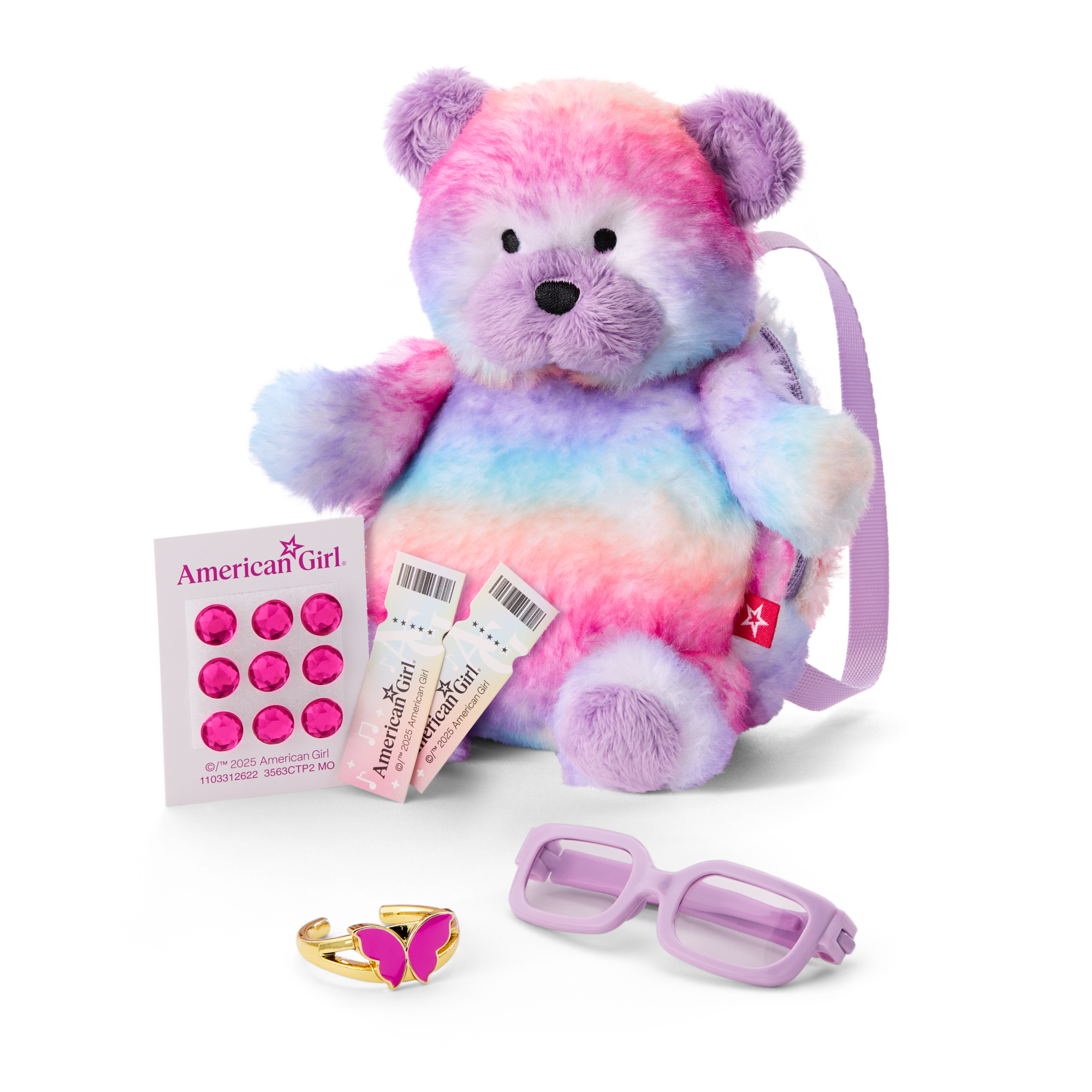 Colorful Teddy Bear Backpack Accessory Set for 18-inch Dolls