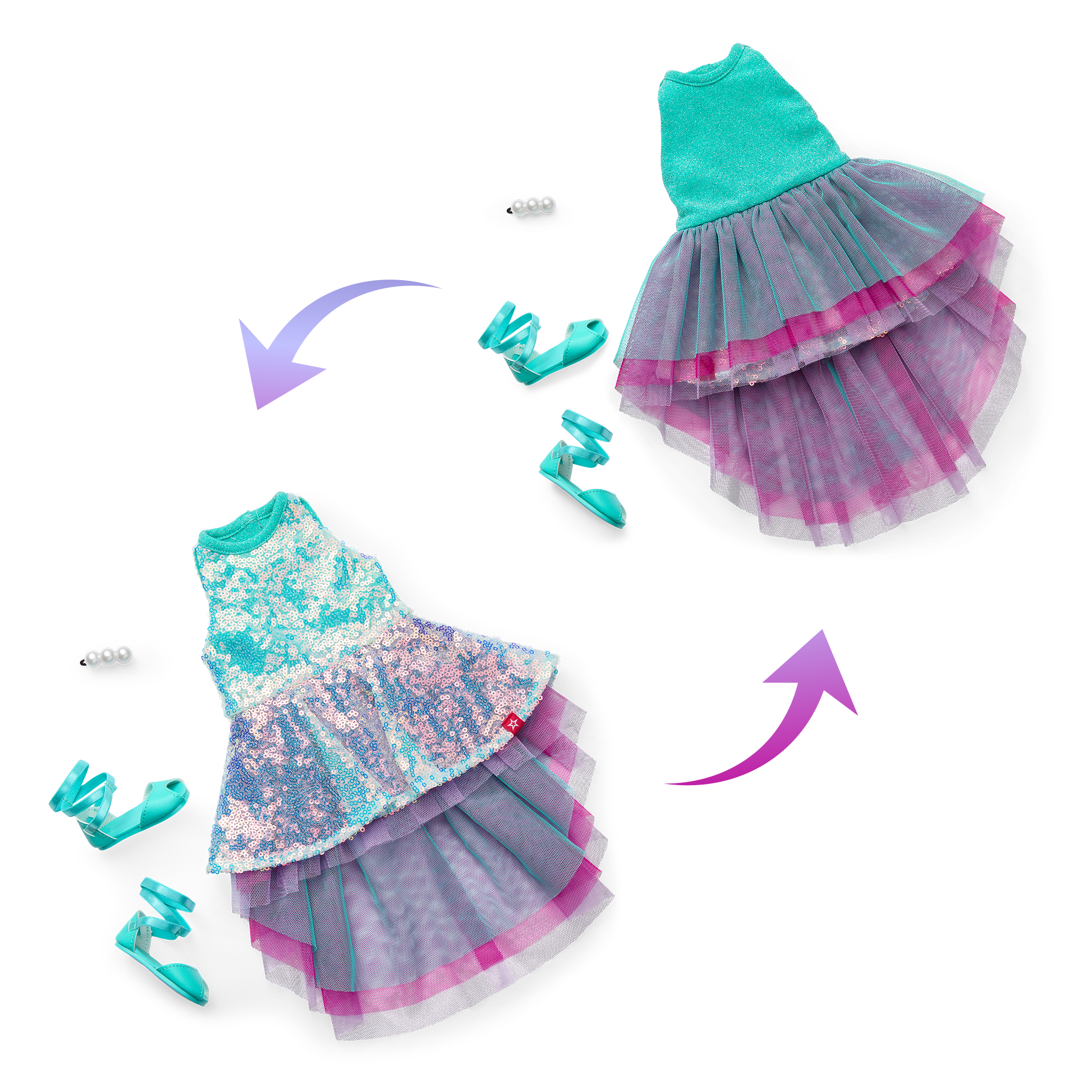 Glam Shimmering Ocean Outfit for 18-inch Dolls