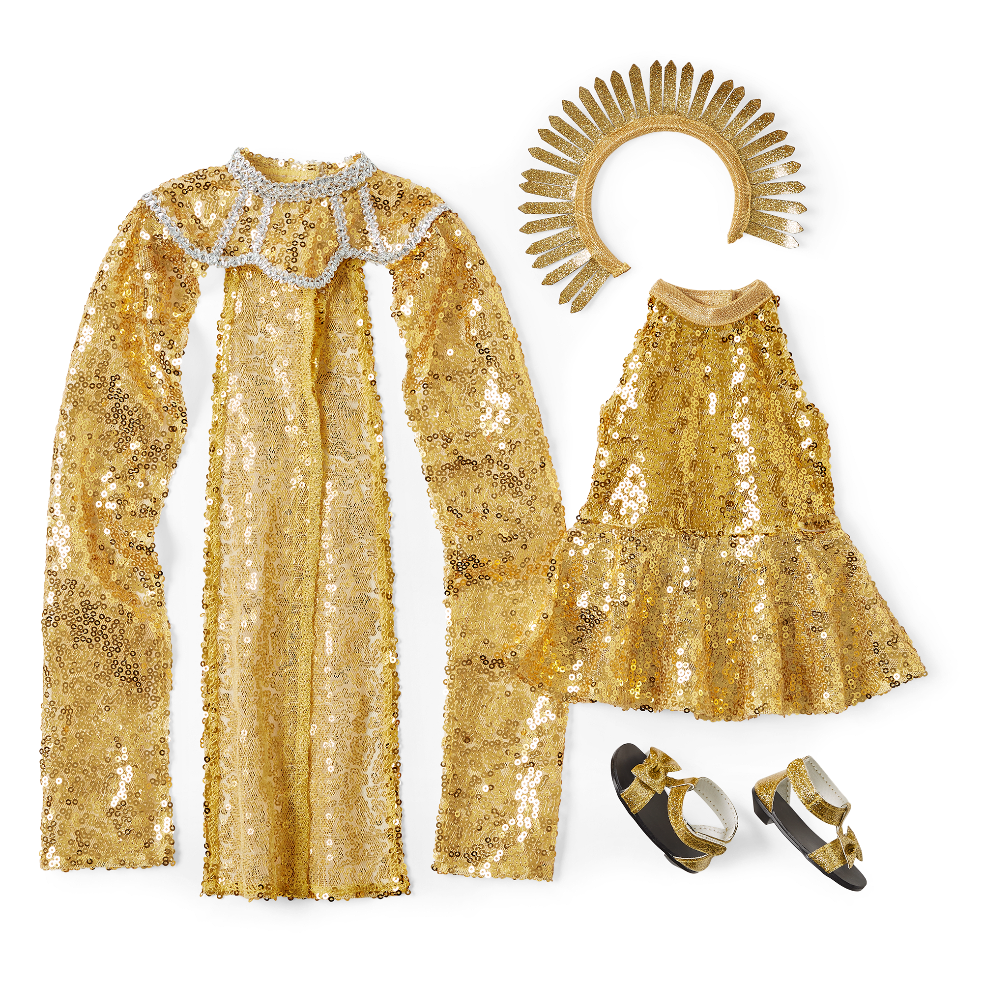 Glitzy Sequin Gown & Capelet Outfit for 18-inch Dolls