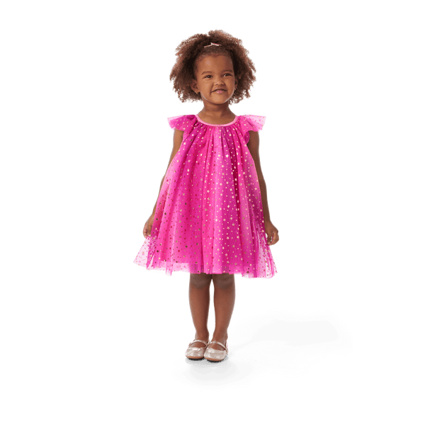 Pink Party-Ready Dress for Little Girls (Bitty Baby )