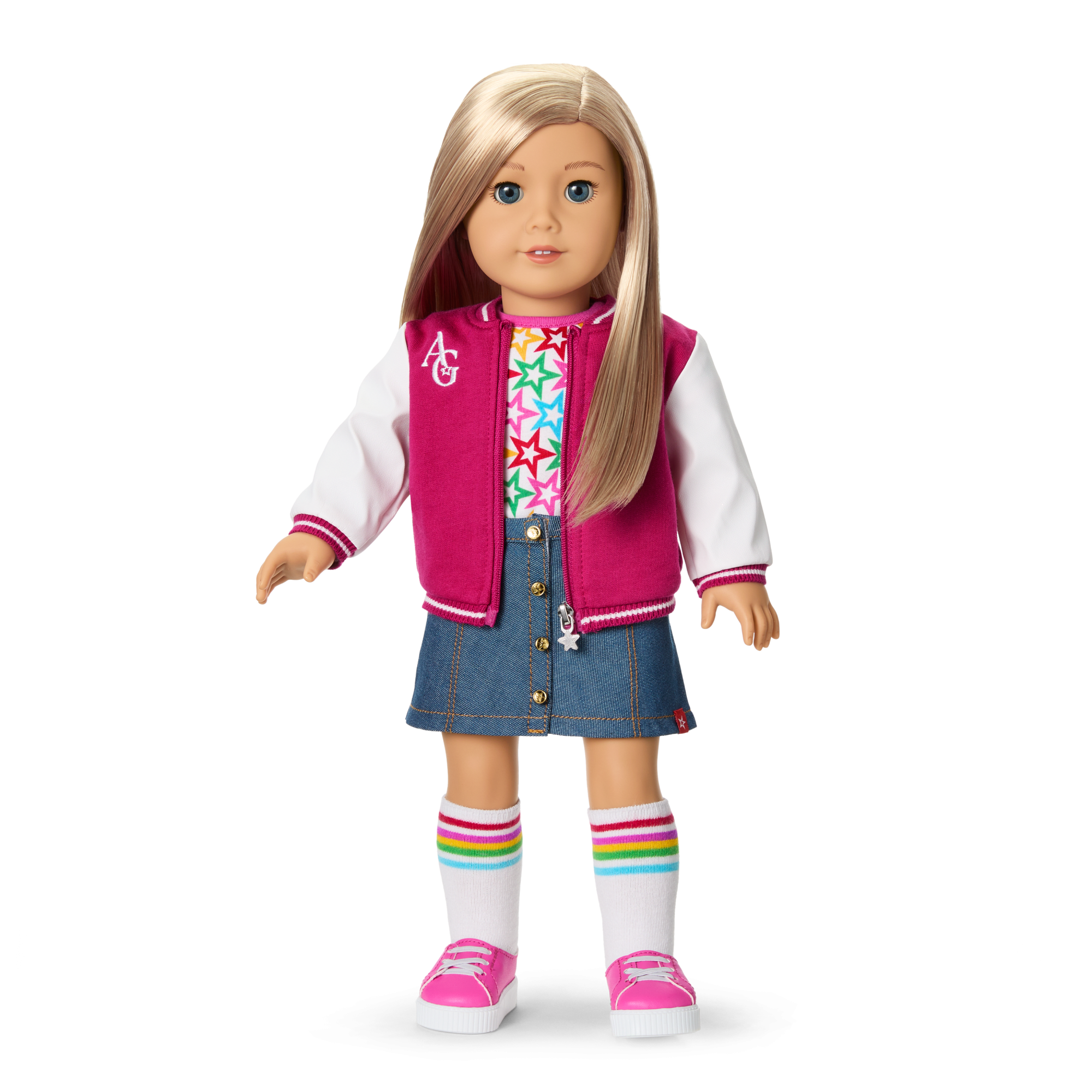 Truly Me™ 18-inch Doll #100 with straight layered blonde hair