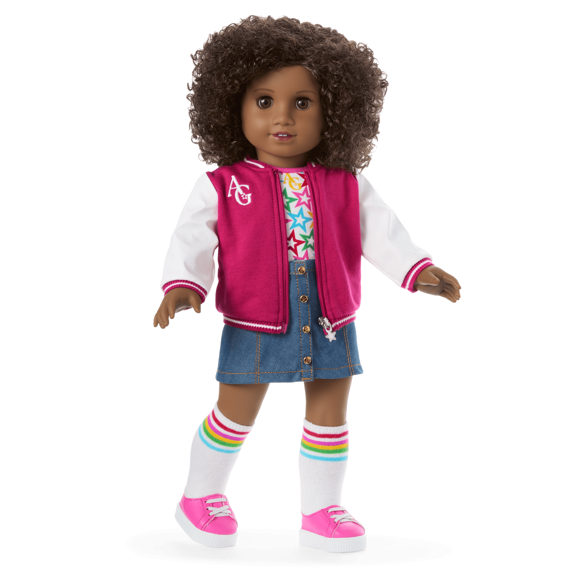 Truly Me™ 18-inch Doll #112 with curly dark-brown hair