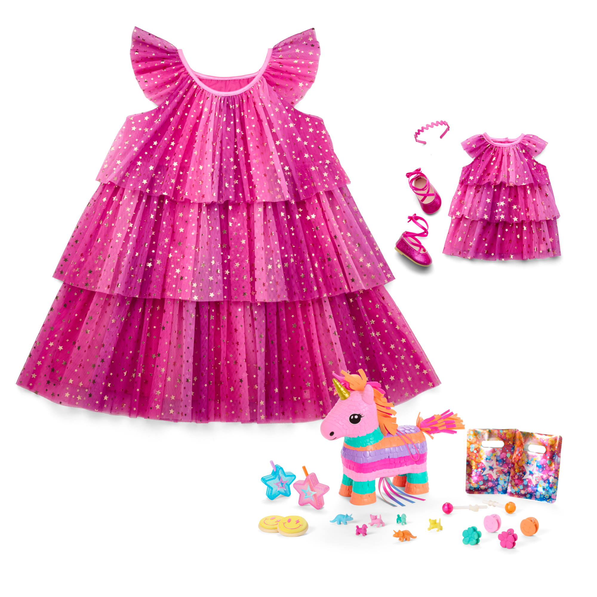 Pink Party-Ready Dresses & Accessories for Girls & 18-inch Dolls