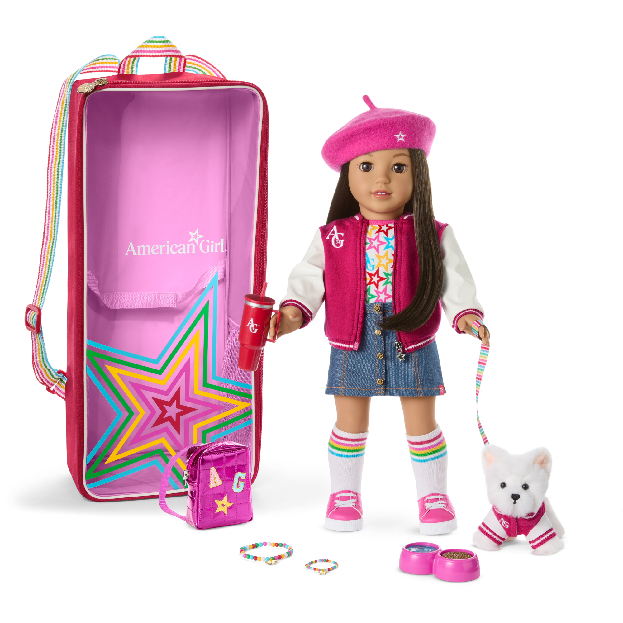 Truly Me™ 18-inch Doll #124, Accessories, Puppy & Doll Carrier