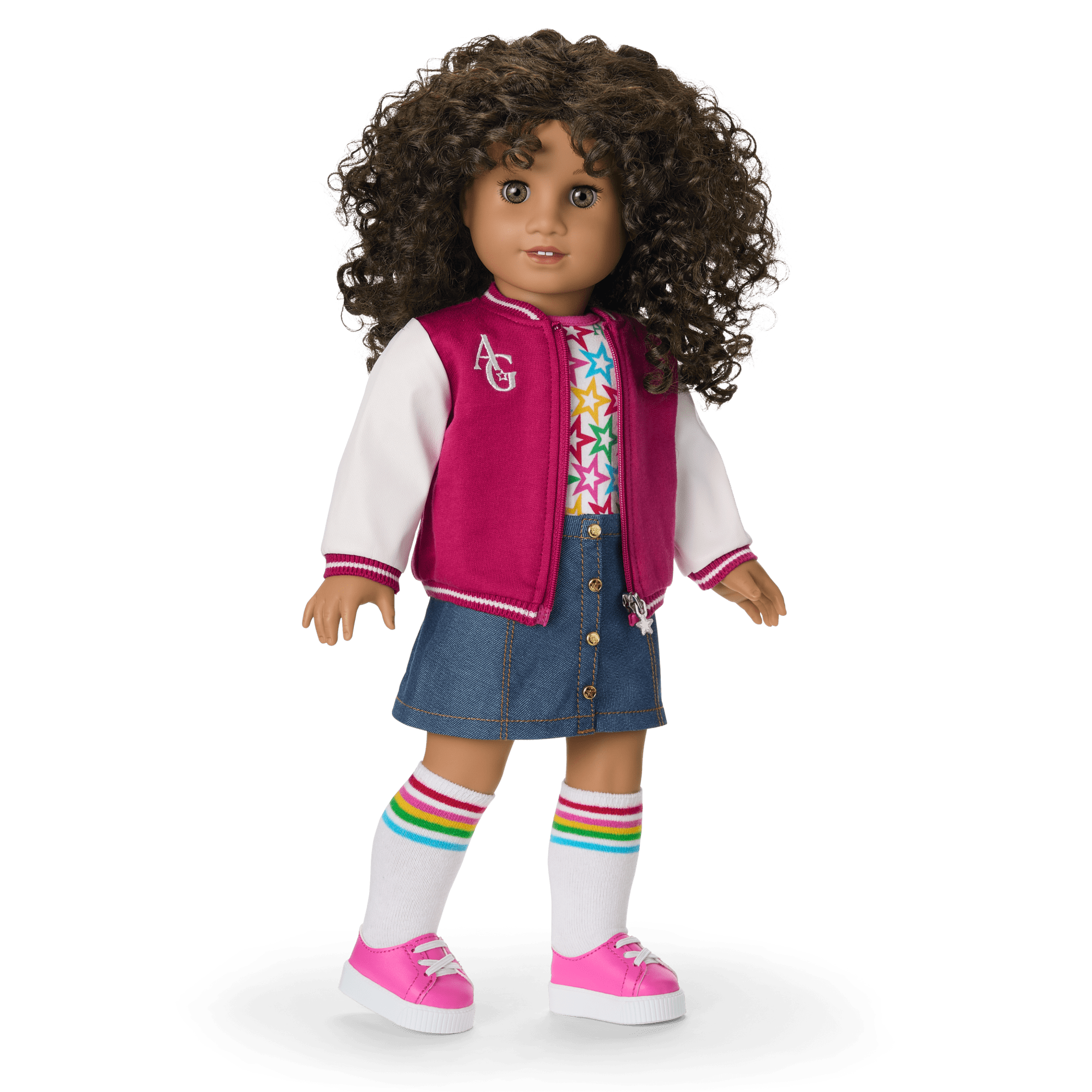 Truly Me™ 18-inch Doll #132 with curly dark-brown hair