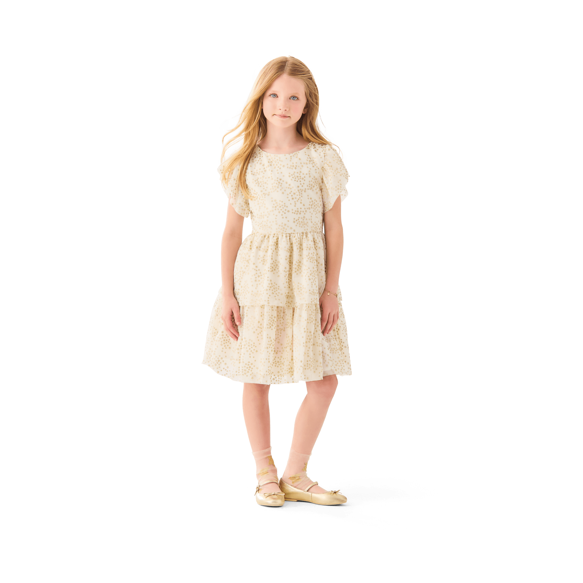 American Girl® x Janie and Jack Sparkly Cream Celebration Dress for Little Girls &