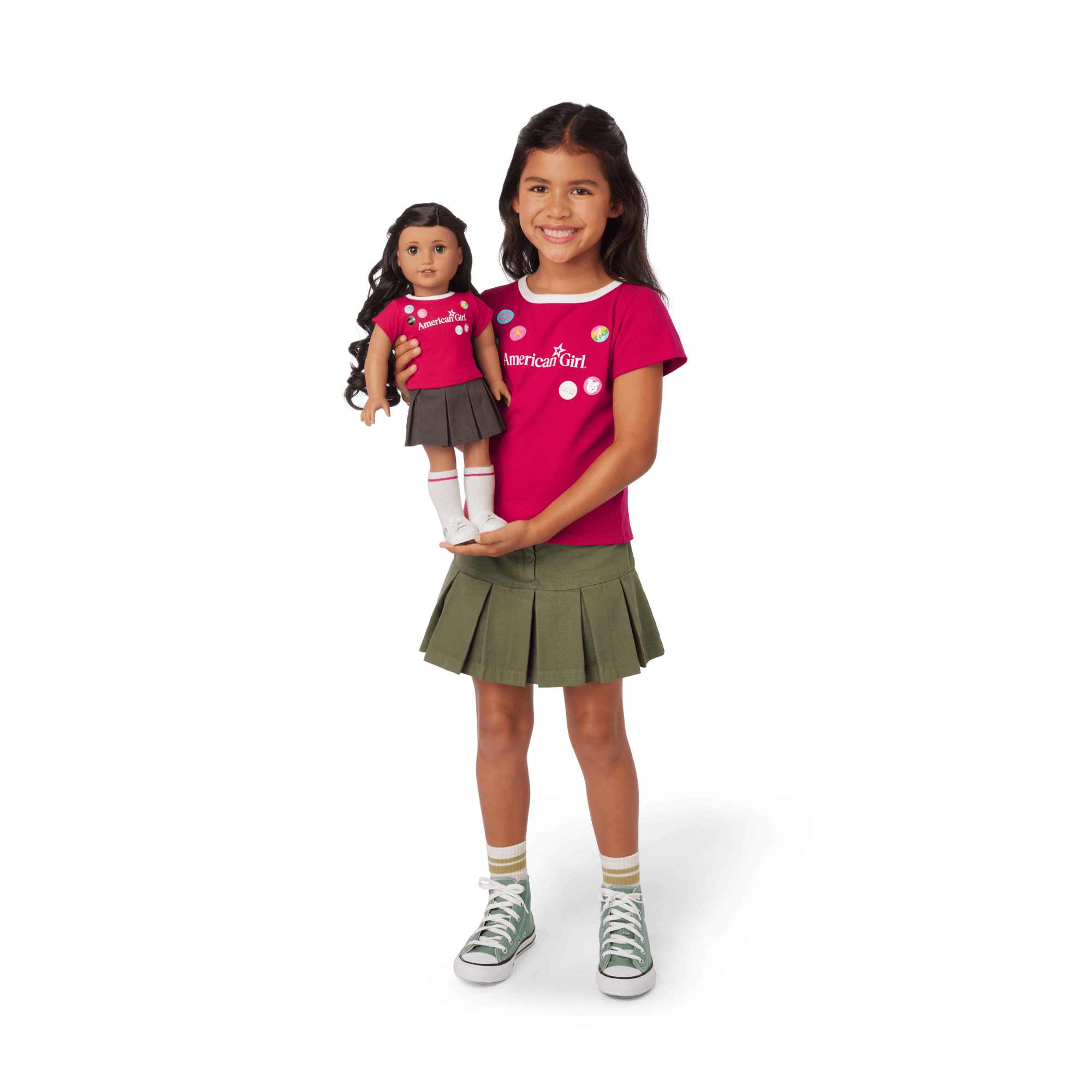 Matching AG™ Grin Pins Ringer Tee Set for Girls & 18-inch Dolls