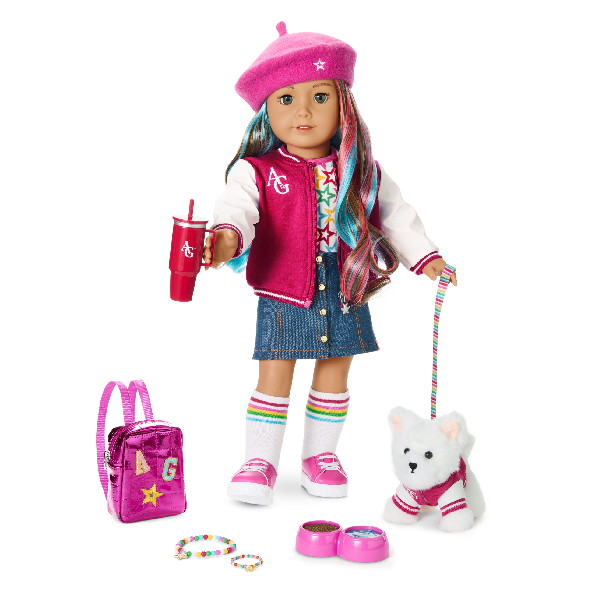 Truly Me™ 18-inch Doll #101, Puppy, Mini Backpack & Accessories AG™ Star Squad Bundle
