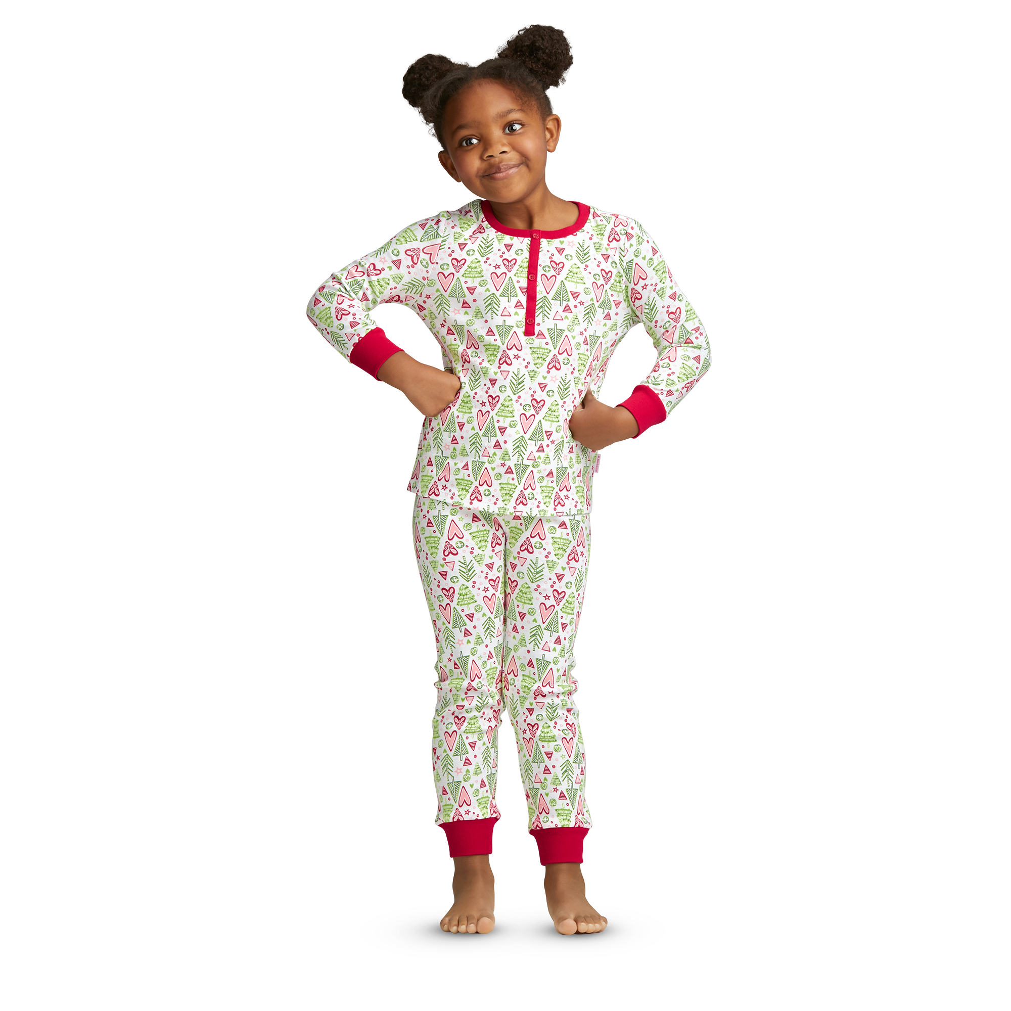 Hearts & Pines Holiday PJs for Little Girls